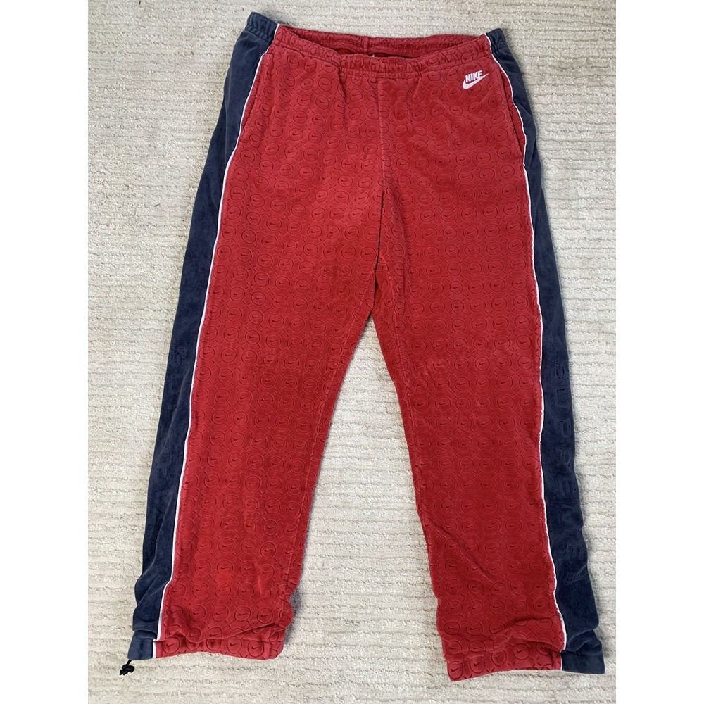 Nike‎ X Supreme 2021 Collection Red Velour Track Pants Debossed Logo XL